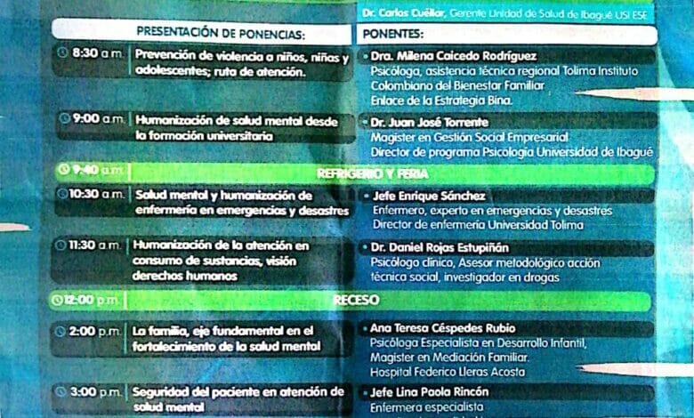 Durante todo el dia de hoy se realiza Encuentro Interintitucional de Atención Humanizada, "Salud Mental" en la Universidad del Tolima. 1