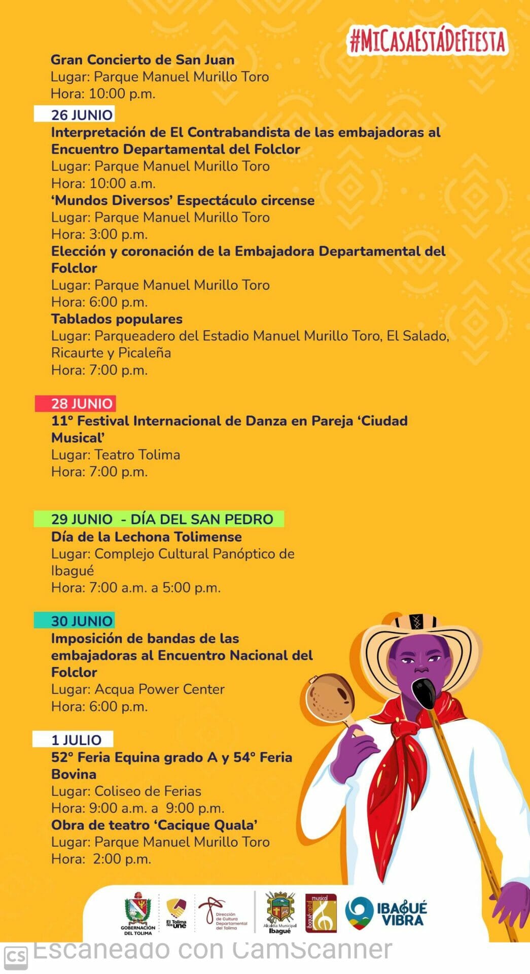 Prográmese! Esta es la agenda general del 48º Festival Folclórico Colombiano. 5