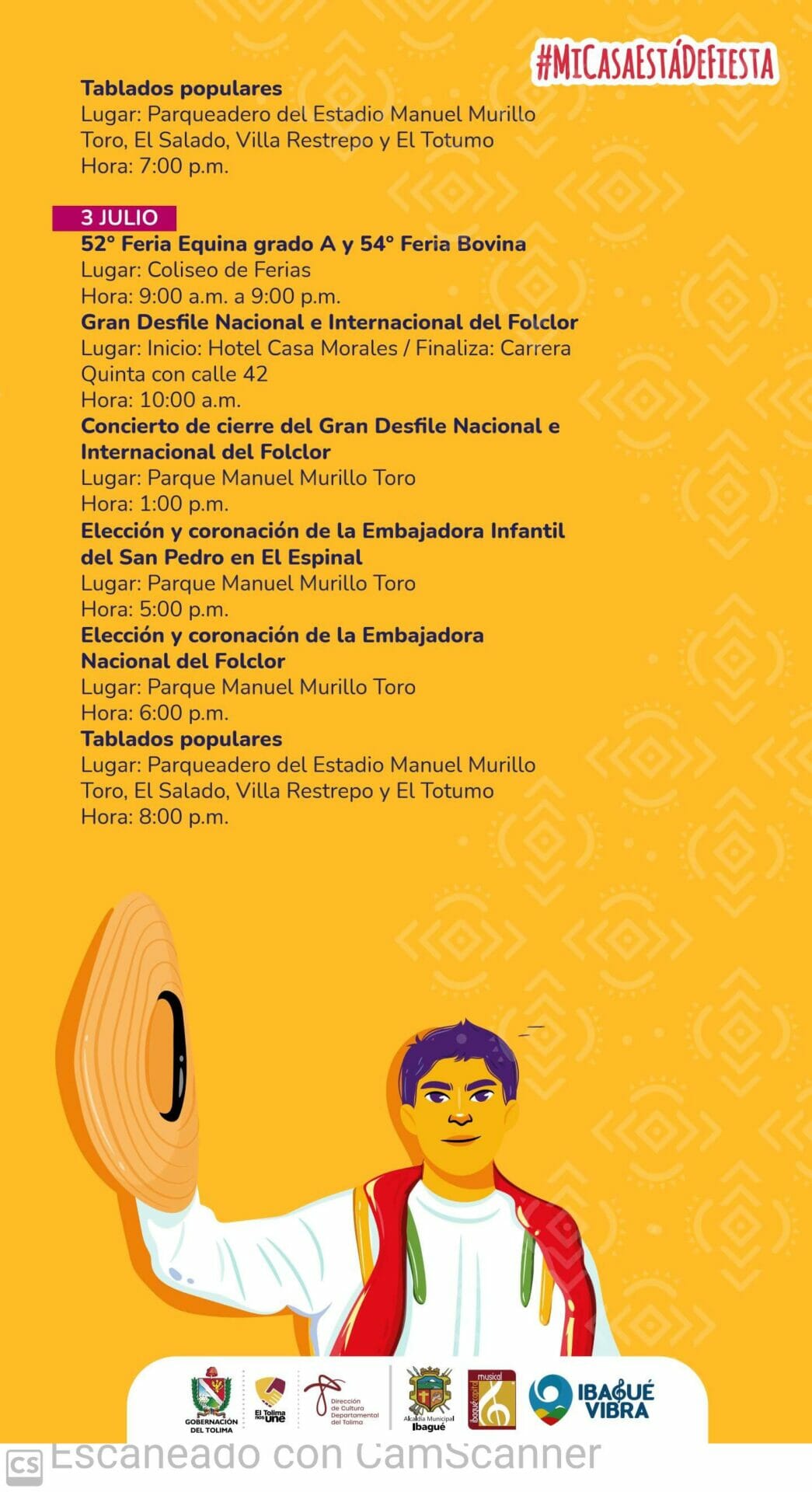 Prográmese! Esta es la agenda general del 48º Festival Folclórico Colombiano. 8