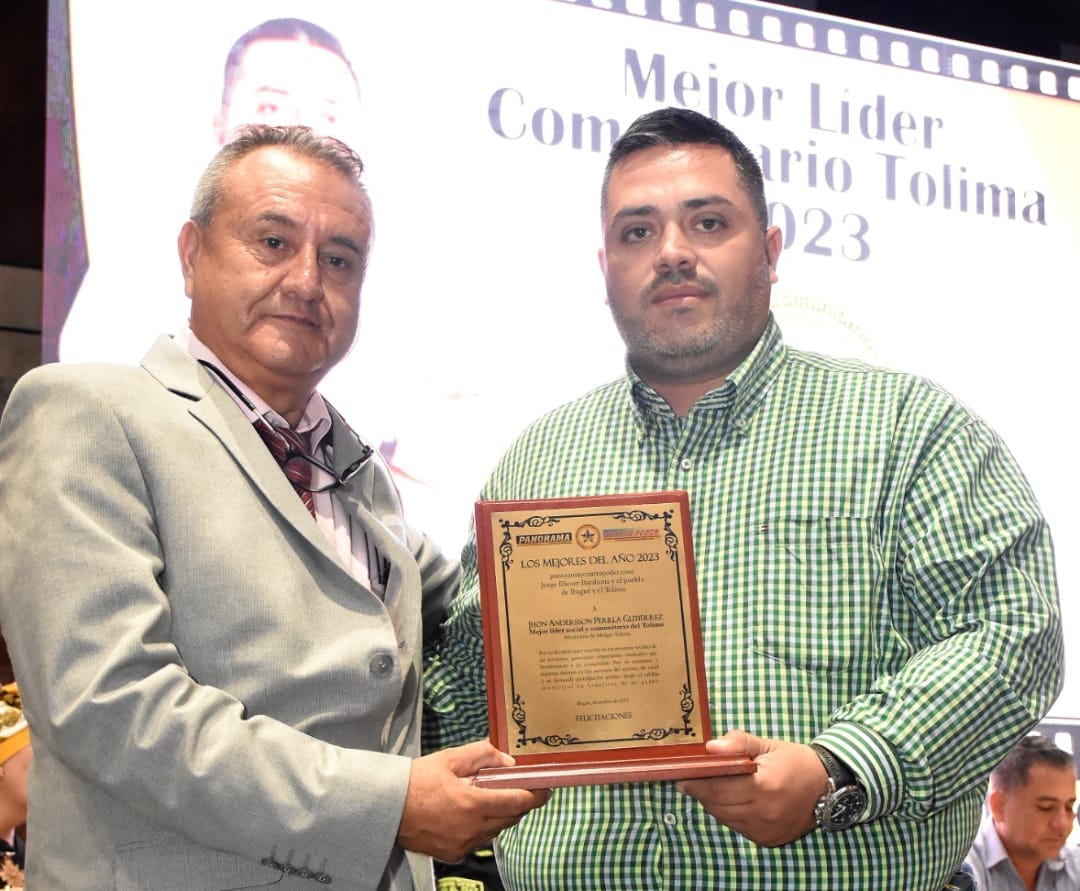 John Andersson Perilla Gutiérrez. Mejor líder social y comunitario del Tolima Municipio de Melgar. 1