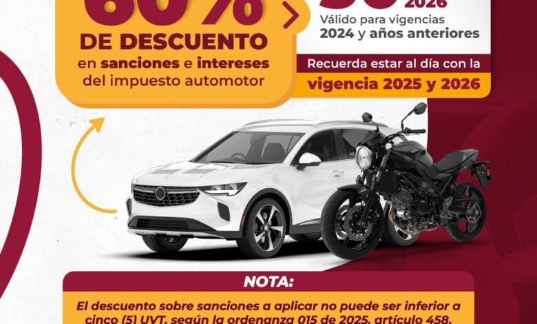 Póngase al día: Aproveche el descuento del 60% en intereses y sanciones del Impuesto de Vehículos* 6